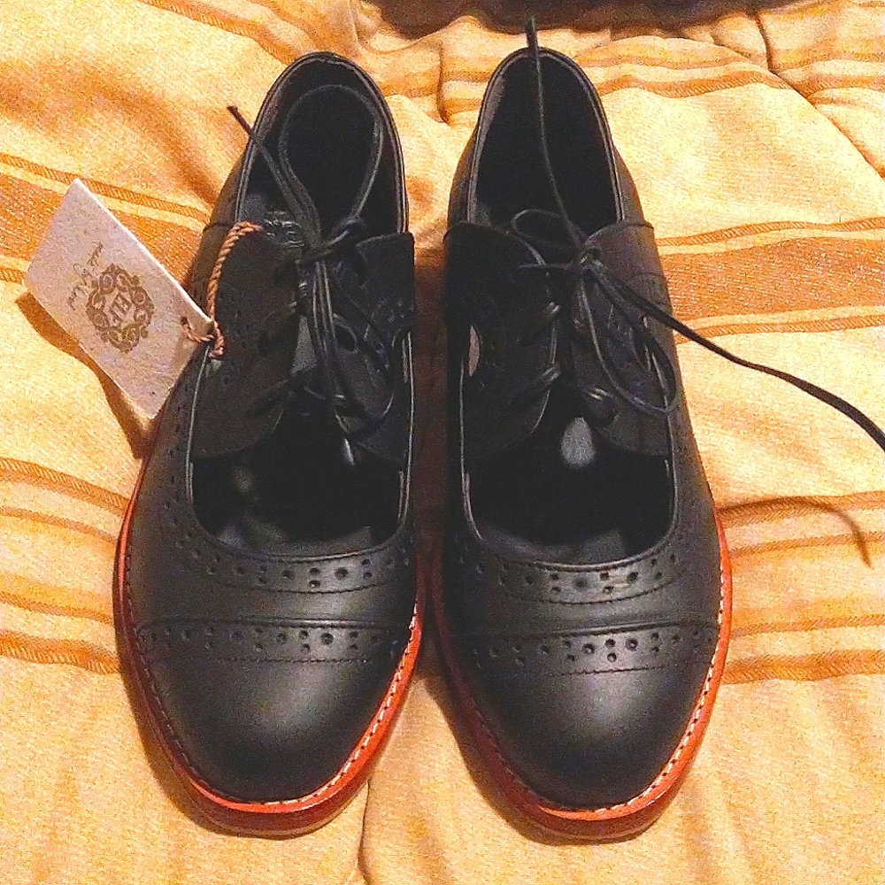 Bali Elf Scandinavia Leather Oxfords, black, sz 7.